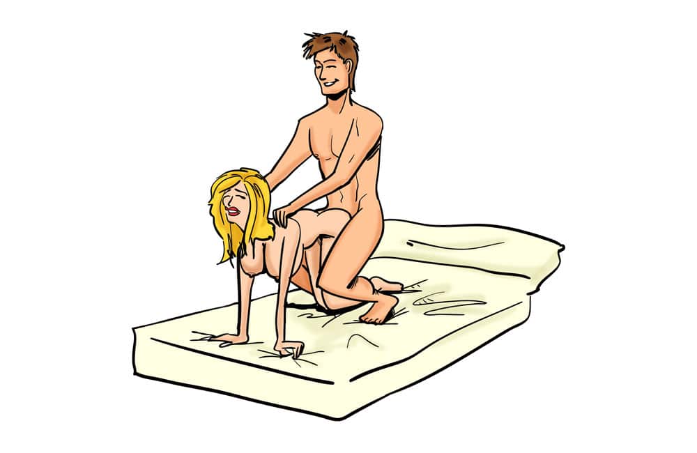 Illustration of couple performing the Pump And Drill sexual position.