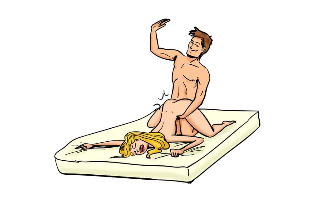 Illustration of couple performing the Double Doggy sexual position.