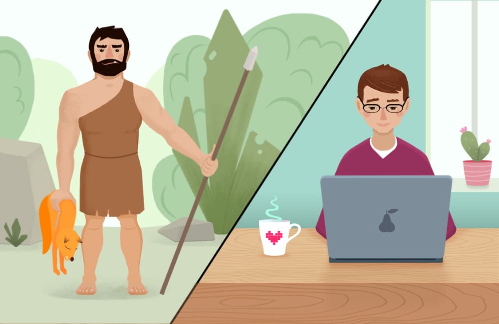 Evolution of caveman to the modern man