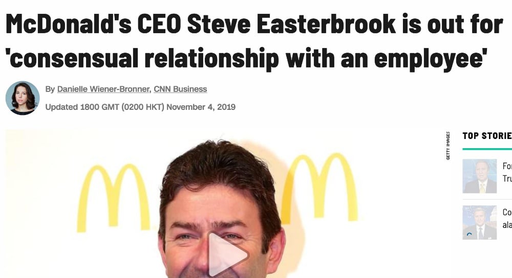 McDonalds CEO Screenshot of Huffington Post article on McDonalds CEO.